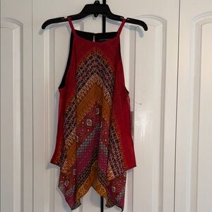 Coco Bianco Red and Orange Patterned Tank Top